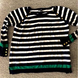 Navy, white and kelly green XL sweater.